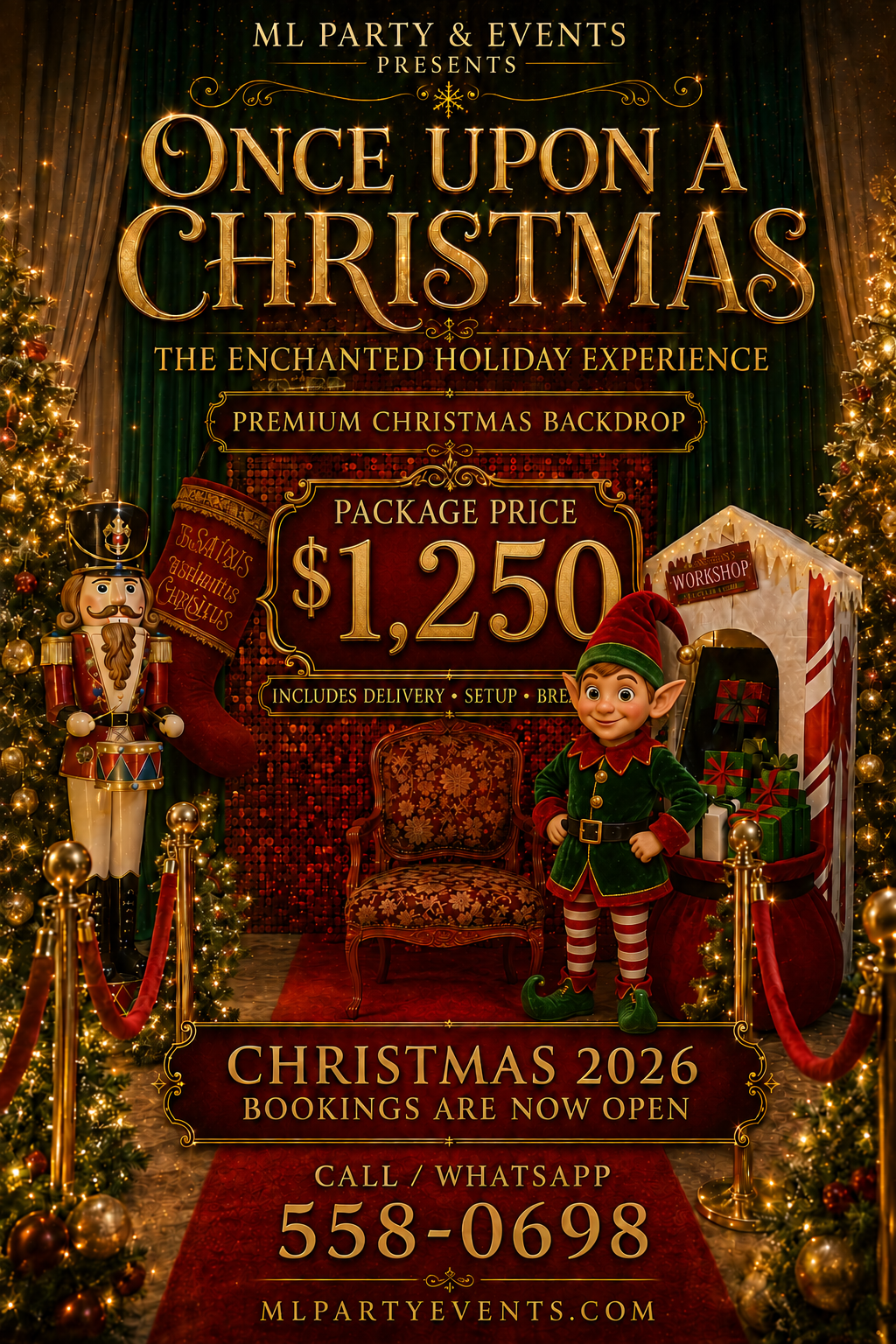 Once Upon A Christmas — the enchanted holiday experience premium Christmas backdrop package, $1,250